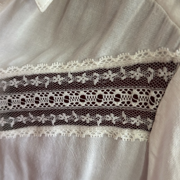 Free People Wild wind crisp white button up collared shirt with lace ext... - Picture 7 of 9